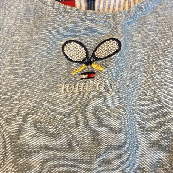 Vintage Tommy Hilfiger Girls Size 18-24 Months Dress Chambray Tennis Logo Blue - Picture 6 of 9